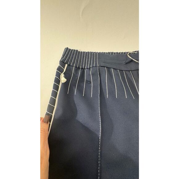 Women's Valentino Navy Blue & White NWT High Waist Drawstring Pants Size 44 - Picture 7 of 16